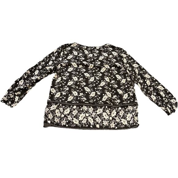 Women's Old Navy 100%Rayon Black Ivory Boho & Festival Soft Flowy Blouse size L - Picture 6 of 7